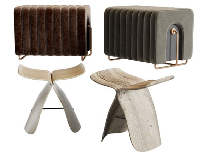 现代轻奢沙发凳、实木凳子