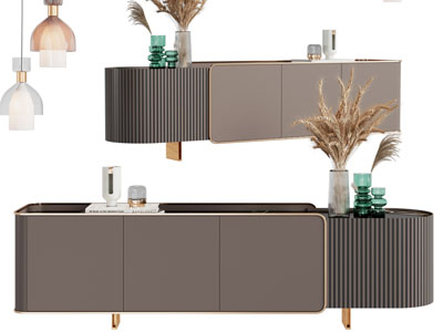 现代轻奢电视柜、摆件组合