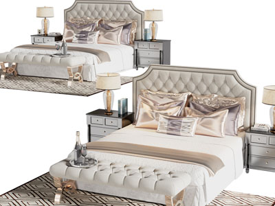 新古典双人床、床头柜