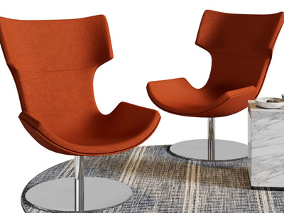 现代红色休闲椅子、边几