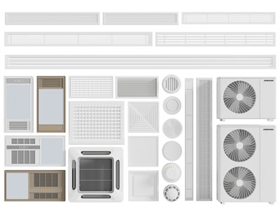 现代空调出风口、排风扇、暖风扇3d模型 现代空调出风口、排风扇、暖风扇