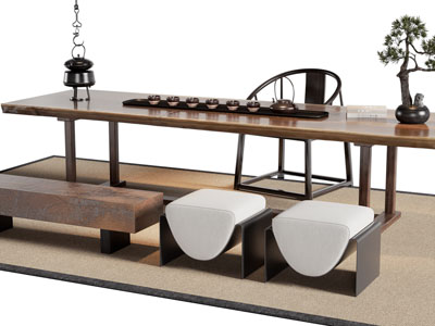 新中式实木茶桌椅组合