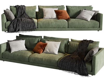 现代布艺多人沙发