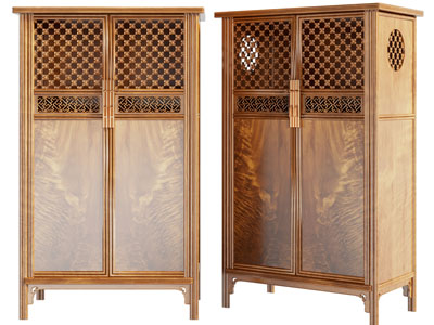 中式实木衣柜3d模型 中式实木衣柜