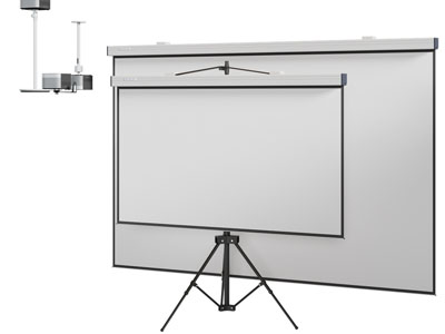 现代支架投影幕布、投影仪3d模型 现代支架投影幕布、投影仪
