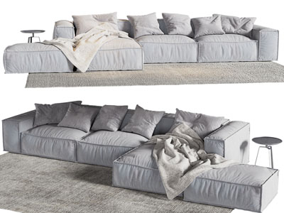 现代布艺多人沙发