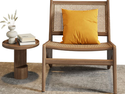 侘寂风休闲椅子、边几