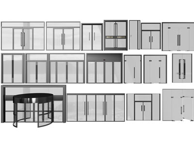 现代旋转门、玻璃大门
