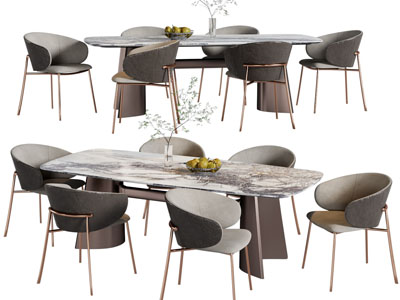 现代大理石餐桌椅组合