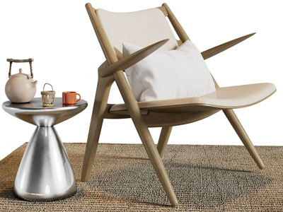 新中式休闲椅子、边几