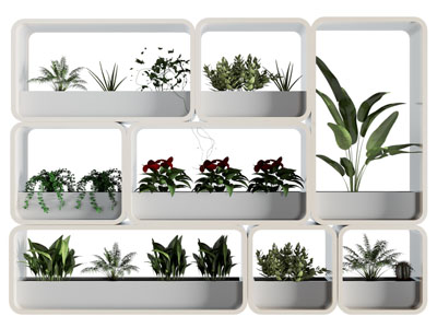 现代花盆花架隔断3d模型 现代花盆花架隔断