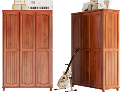 美式实木衣柜3d模型 美式实木衣柜