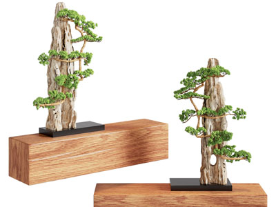 新中式松树假山盆景盆栽摆件