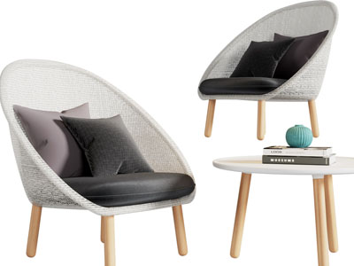 北欧休闲椅子、边几