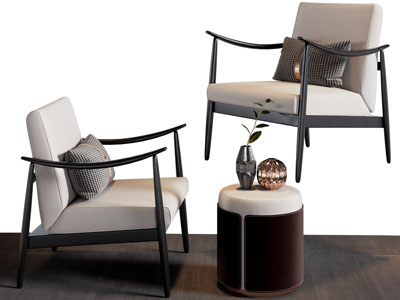 新中式休闲椅子、边几