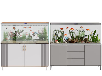 现代带收纳柜的鱼缸