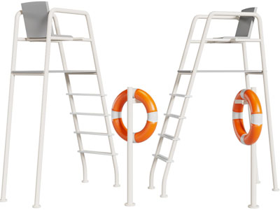 现代游泳池梯子救生椅、瞭望椅