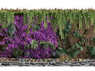 现代藤蔓花草景观植物墙