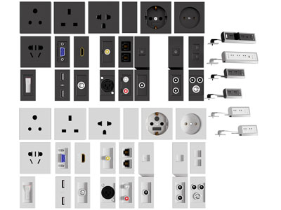 现代插座、USB接口开关面板3d模型 现代插座、USB接口开关面板