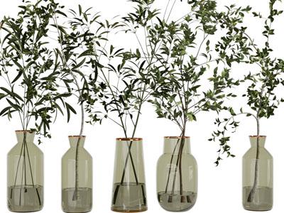 现代绿色花瓶花卉