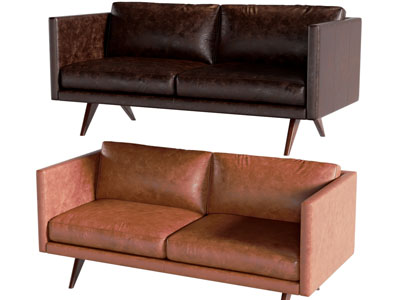 现代皮质双人沙发3d模型 现代皮质双人沙发