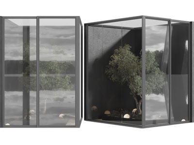 现代方形玻璃柜景观园艺小品