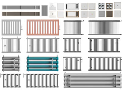 现代彩色暖气管、排风扇、浴霸3d模型 现代彩色暖气管、排风扇、浴霸