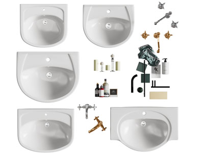 现代陶瓷洗手盆、卫浴小件
