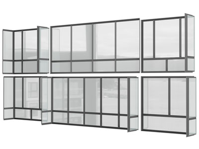 现代玻璃落地窗户