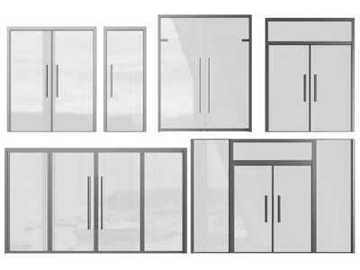 现代玻璃双扇、办公大门