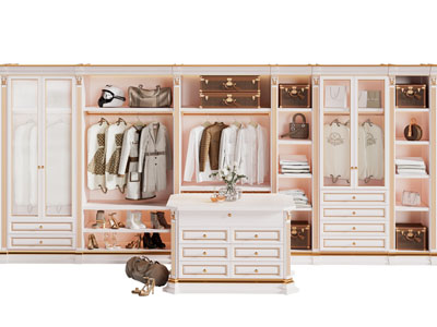 简欧衣柜3d模型 简欧衣柜