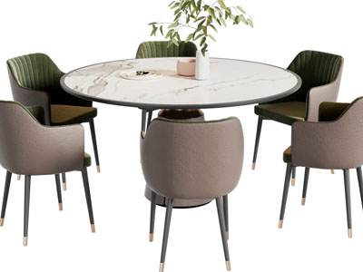 现代圆形餐桌椅组合