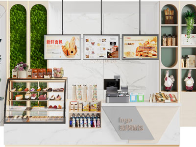 现代甜品店吧台、操作料理台