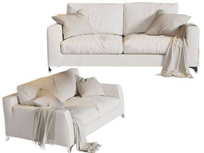 现代白色布艺双人沙发3d模型 现代白色布艺双人沙发