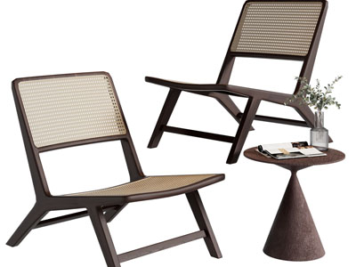 侘寂风实木休闲椅子、边几