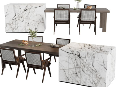 现代带吧台的餐桌椅组合