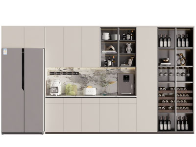 现代嵌入冰箱的酒柜