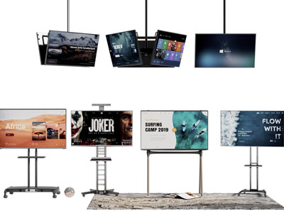 现代挂天花板、移动加上的液晶电视机