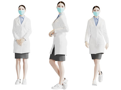 现代穿着白大褂的护士人物