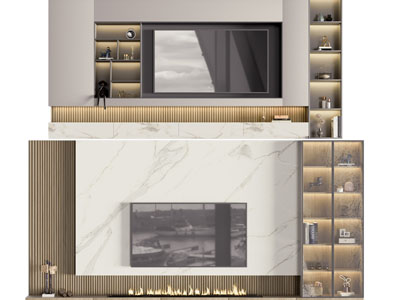 现代电视背景墙3d模型 现代电视背景墙