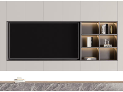 现代电视嵌入柜体的背景墙3d模型 现代电视嵌入柜体的背景墙