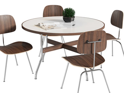 现代圆形餐桌椅组合