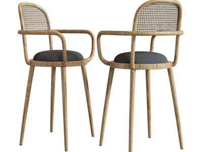 侘寂风实木吧椅