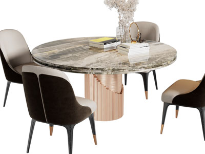 现代圆形餐桌椅组合