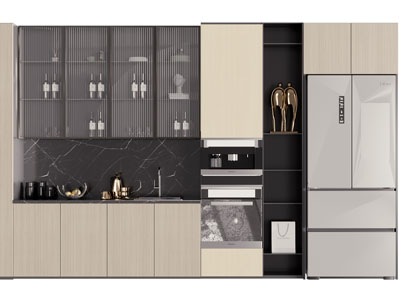 现代嵌入冰箱的酒柜