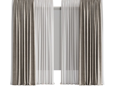 现代布艺窗帘窗纱、拉帘