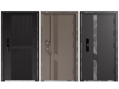 现代带密码锁的入户平开门