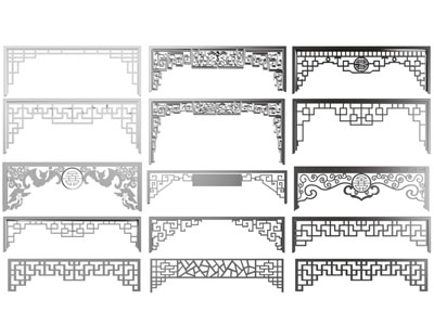 新中式雕花窗格、花格、挂落、门拱3d模型 新中式雕花窗格、花格、挂落、门拱