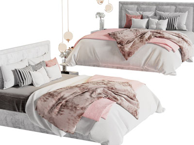 现代布艺双人床