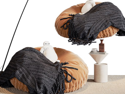 现代布艺懒人沙发、边几